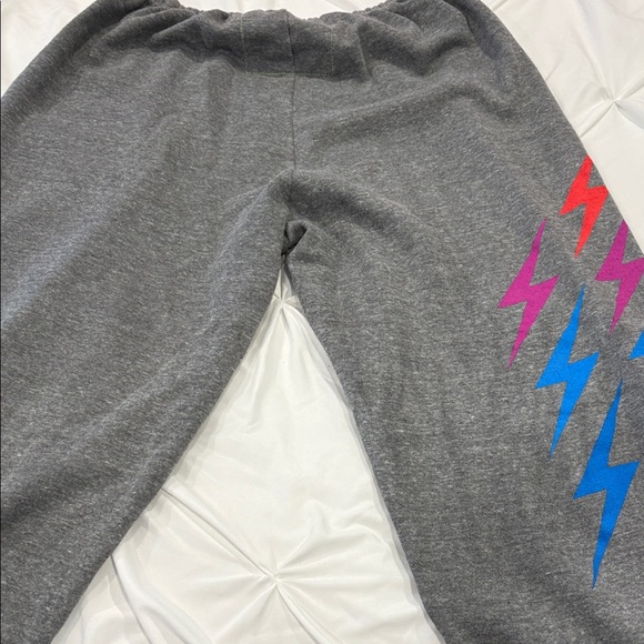 Aviator Nation Gray Joggers with Rainbow Lightning - Picture 5 of 6